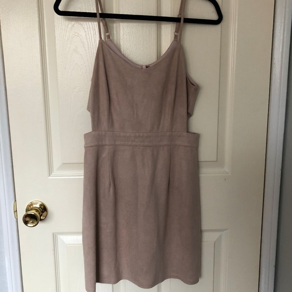 F21 Nude/Light Pink Suede Body Con with Cut-Outs - Picture 1 of 2